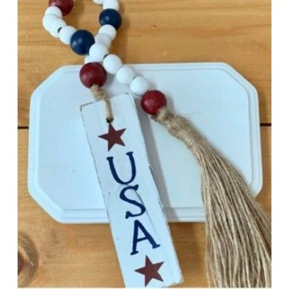 Patriotic USA Beaded Garland: 4th of July Tiered Tray Decor